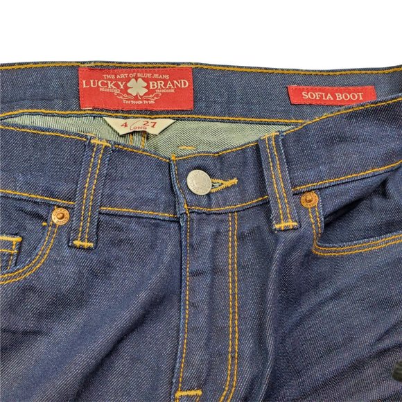 Lucky Brand 'Sofia' Boot Jeans Women's 4/27 Regular Blue Mid Rise Dark Wash - Picture 3 of 10